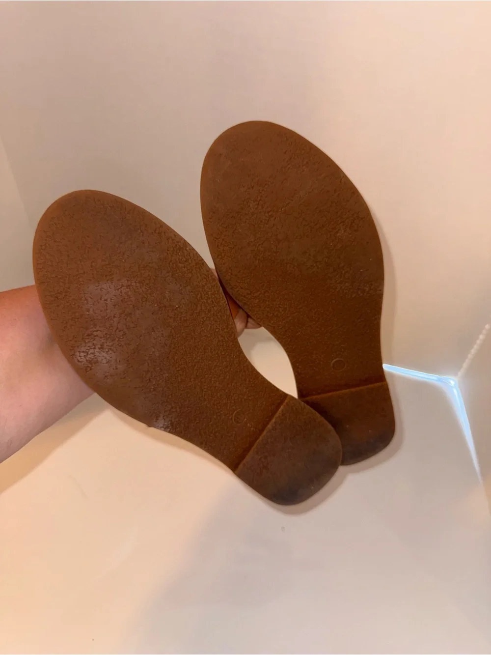 MADEWELL Tan Leather Slide Sandals with Toe Loop 8.5
